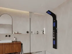 Douchekolom Felicita Met Thermostaatkraan, Balneotherapie En Led-Verlichting - 20*165Cm - Zwart