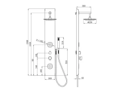 Douchekolom Met Massagestralen Jubida - Zwart - 20*130 Cm