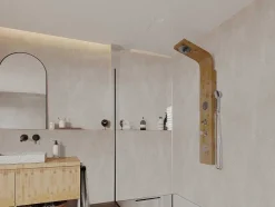 Douchekolom Met Massagestralen Tissia, Tropische Regen En Paneel Van Bamboe - 20 X 140 Cm