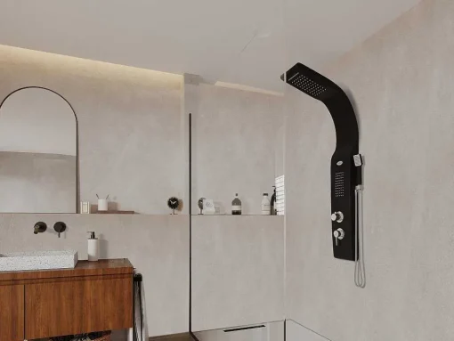 Douchekolom Met Massagestralen Kourbea - Zwart - 20 X 132 Cm