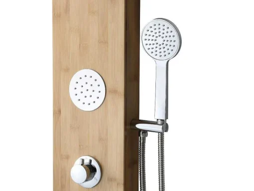 Douchekolom Met Massagestralen Tissia, Tropische Regen En Paneel Van Bamboe - 20 X 140 Cm