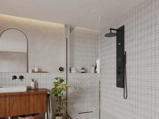 Douchekolom Met Massagestralen Jubida - Zwart - 20*130 Cm