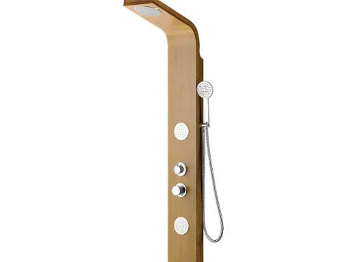 Douchekolom Met Massagestralen Tissia, Tropische Regen En Paneel Van Bamboe - 20 X 140 Cm