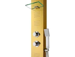 Douchekolom Met Thermostaatkraan En Massagestralen Josta - Goud - 45 X 150 Cm