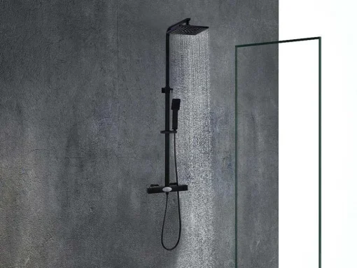 Douchekolom Peneda Van Mat Zwart Roestvrij Staal - 125 Cm
