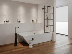 Douchescherm Met Draaisysteem Met Industriele Stijl - 70 X 140 Cm - Mat Zwart - Glas - Rivanon