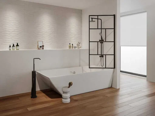 Douchescherm Met Draaisysteem Met Industriele Stijl - 70 X 140 Cm - Mat Zwart - Glas - Rivanon