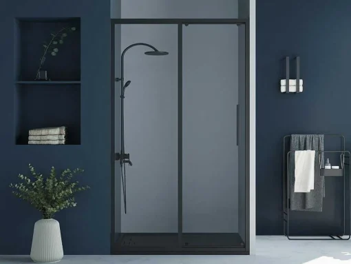 Doucheschuifdeur In Industriele Stijl - Zwart Mat - 120 X 195 Cm - Toroni