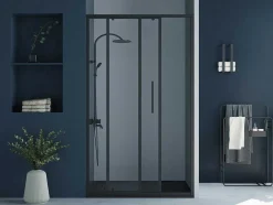 Doucheschuifdeur In Industriele Stijl - Zwart Mat - 120 X 195 Cm - Toroni
