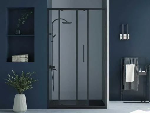 Doucheschuifdeur In Industriele Stijl - Zwart Mat - 120 X 195 Cm - Toroni