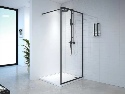Douchewand Voor Inloopdouche 100 X 200 Cm Matzwart Gehard Glas Amberi