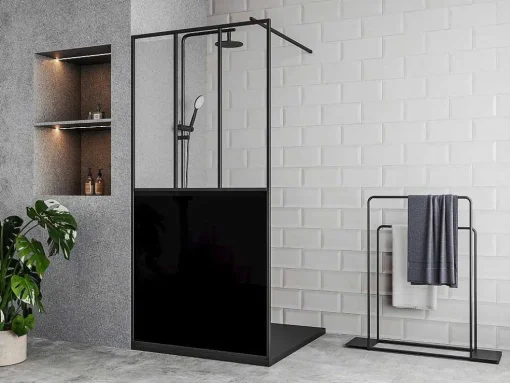 Douchewand Voor Inloopdouche Matzwart Industriele Stijl 100 X 200 Cm Urbanik