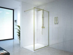 Douchewand Voor Inloopdouche 120 X 200 Cm Goudkleurig Gehard Glas Amberi