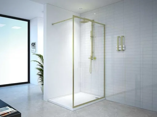 Douchewand Voor Inloopdouche 120 X 200 Cm Goudkleurig Gehard Glas Amberi