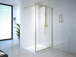 Douchewand Voor Inloopdouche 120 X 200 Cm Goudkleurig Gehard Glas Amberi
