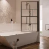 Draaibaar Badscherm Met Industriele Stijl - 80 X 140 Cm - Mat Zwart - Glas - Rivanon