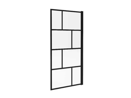 Draaibaar Badscherm Met Industriele Stijl - 80 X 140 Cm - Mat Zwart - Glas - Rivanon
