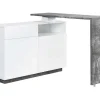 Draaibaar Barmeubel Eldir - 2 Deuren, 1 Lade En 1 Nis - Mdf - Witgelakt & Betonkleur