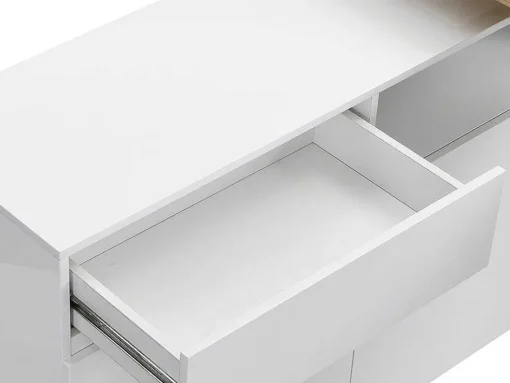Draaibaar Barmeubel Eldir- 2 Deuren, 1 Lade En 1 Nis - Mdf - Witgelakt & Eiken