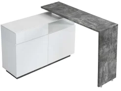 Draaibaar Barmeubel Eldir - 2 Deuren, 1 Lade En 1 Nis - Mdf - Witgelakt & Betonkleur