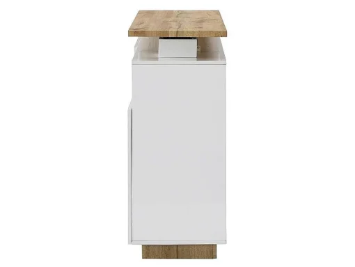 Draaibaar Barmeubel Eldir- 2 Deuren, 1 Lade En 1 Nis - Mdf - Witgelakt & Eiken