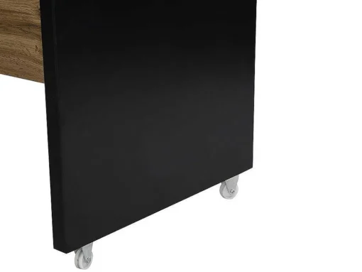 Draaibaar Barmeubel Eldir - 2 Deuren, 1 Lade En 1 Nis - Mdf - Eiken & Zwart