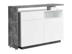 Draaibaar Barmeubel Eldir - 2 Deuren, 1 Lade En 1 Nis - Mdf - Witgelakt & Betonkleur