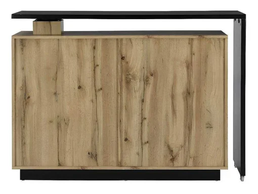 Draaibaar Barmeubel Eldir - 2 Deuren, 1 Lade En 1 Nis - Mdf - Eiken & Zwart
