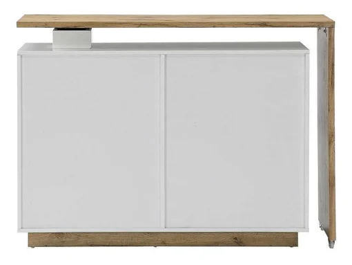 Draaibaar Barmeubel Eldir- 2 Deuren, 1 Lade En 1 Nis - Mdf - Witgelakt & Eiken
