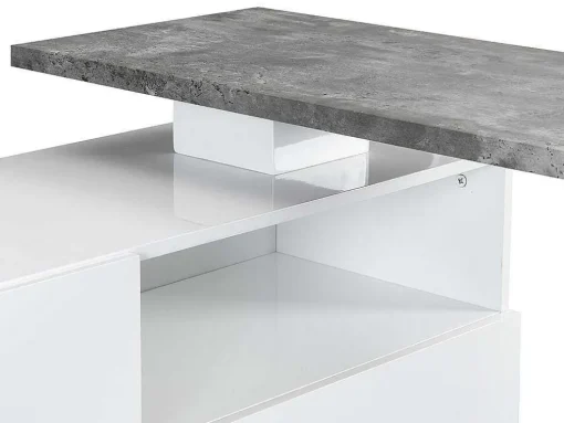 Draaibaar Barmeubel Eldir - 2 Deuren, 1 Lade En 1 Nis - Mdf - Witgelakt & Betonkleur