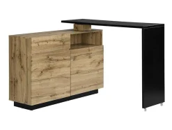 Draaibaar Barmeubel Eldir - 2 Deuren, 1 Lade En 1 Nis - Mdf - Eiken & Zwart