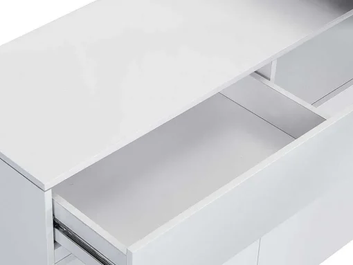 Draaibaar Barmeubel Eldir - 2 Deuren, 1 Lade En 1 Nis - Mdf - Witgelakt & Betonkleur