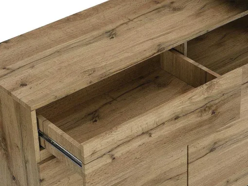 Draaibaar Barmeubel Eldir - 2 Deuren, 1 Lade En 1 Nis - Mdf - Eiken & Zwart