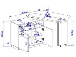 Draaibaar Barmeubel Eldir - 2 Deuren, 1 Lade En 1 Nis - Mdf - Eiken & Zwart