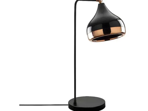 Draaibare Bureaulamp Van Metaal Yildo - D17 X H52 Cm - Zwart En Koperkleurig