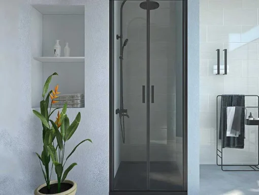 Draaibare Douchedeur - 70 X 195 Cm - Matzwart - Gehard Glas - Sarasota