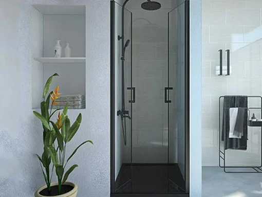 Draaibare Douchedeur - 70 X 195 Cm - Matzwart - Gehard Glas - Sarasota