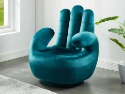Draaibare Fauteuil Hand Catchy Van Fluweel - Eendenblauw