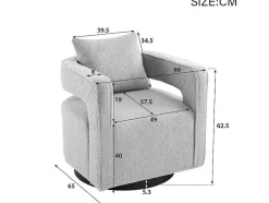 360° Draaibare Fauteuil In Grijze Badstof Met Kussen