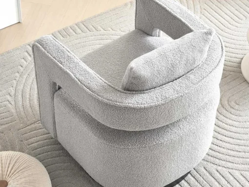 360° Draaibare Fauteuil In Grijze Badstof Met Kussen