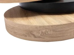 Draaibare Ronde Salontafel Met 1 Nis Van Mdf - Zwart En Licht Naturel - Janita