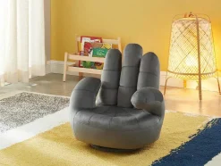 Draaiende Kinderfauteuil Catchy Van Fluweel - Antraciet