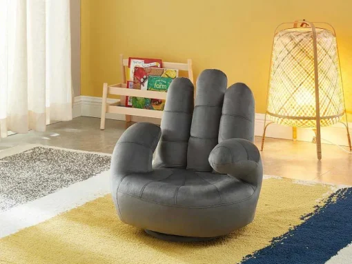 Draaiende Kinderfauteuil Catchy Van Fluweel - Antraciet