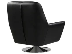 Draaifauteuil Ithaque In Buffelleer - Zwart