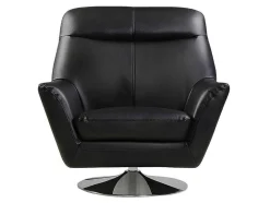 Draaifauteuil Ithaque In Buffelleer - Zwart