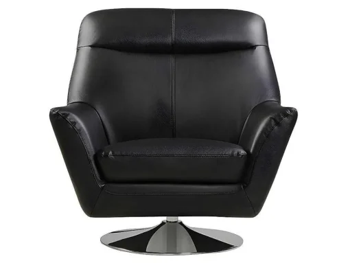 Draaifauteuil Ithaque In Buffelleer - Zwart