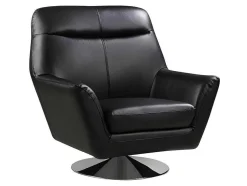Draaifauteuil Ithaque In Buffelleer - Zwart