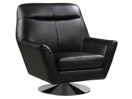 Draaifauteuil Ithaque In Buffelleer - Zwart