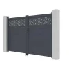 Draaipoort Van Aluminium Met Motieven - Halfopengewerkt - L. 305 X H. 182 Cm - Antraciet - Bazio