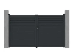 Draaipoort Van Aluminium - L. 305 X H. 181 Cm - Antraciet - Viazo